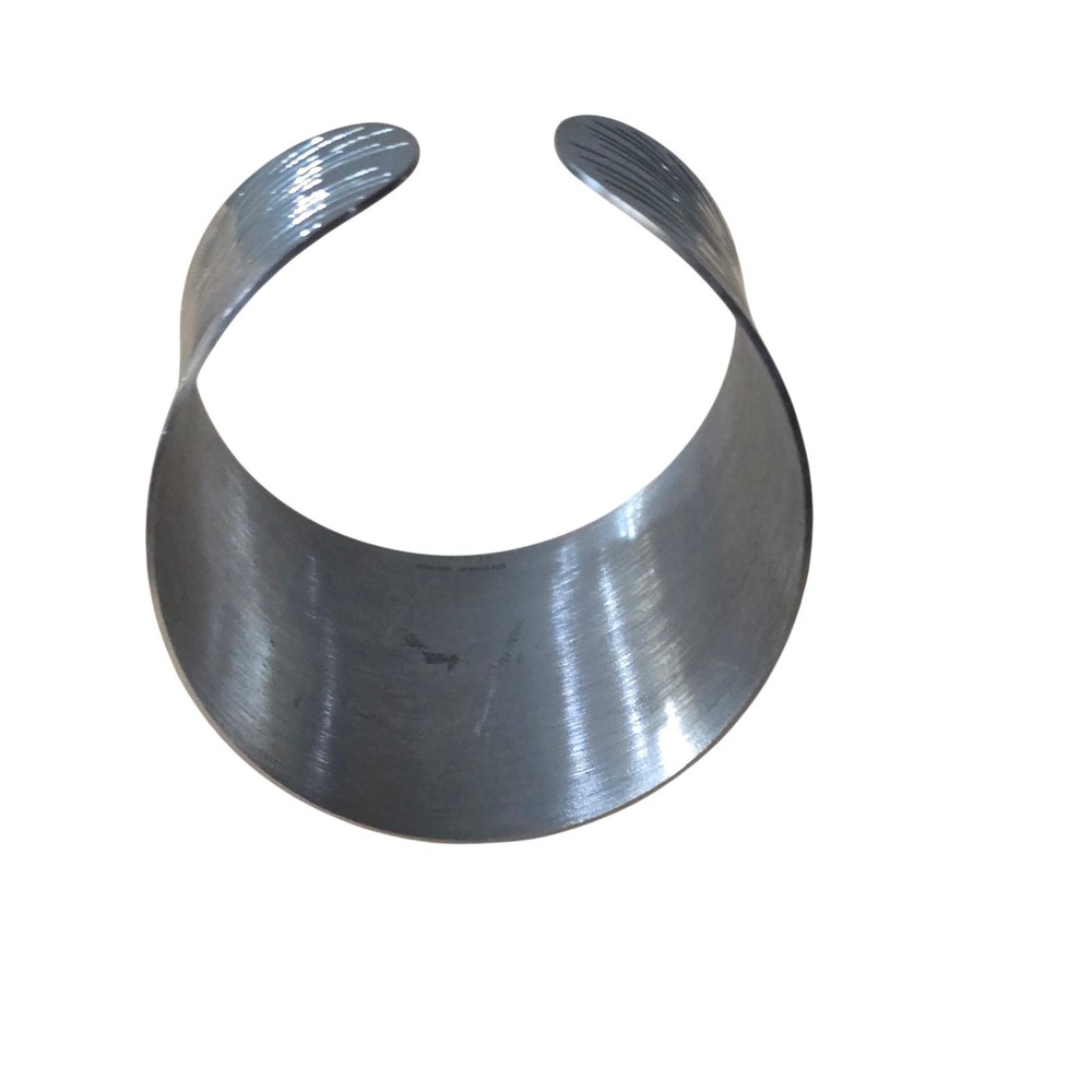 Silver Stainless Steel Wide Ribbed Textured Cuff Statement Bracelet Bangle - Picture 4 of 5